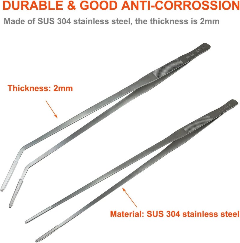 Fecsam Extra Long Tweezers with Rubber Cover Tips, Feeding Tongs - 2 Pack/18.9 inch Aquarium Stainless Steel Large Aquascape Tools for Fish Tank, Terrarium，Aquascaping, Reptile, Bearded Dragon - Image 4